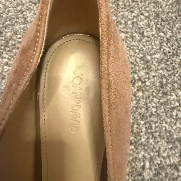 Joan & David Tan Suede Pointed-Toe Pumps with Bow Accent Kitten Heel 8 - Picture 7 of 8